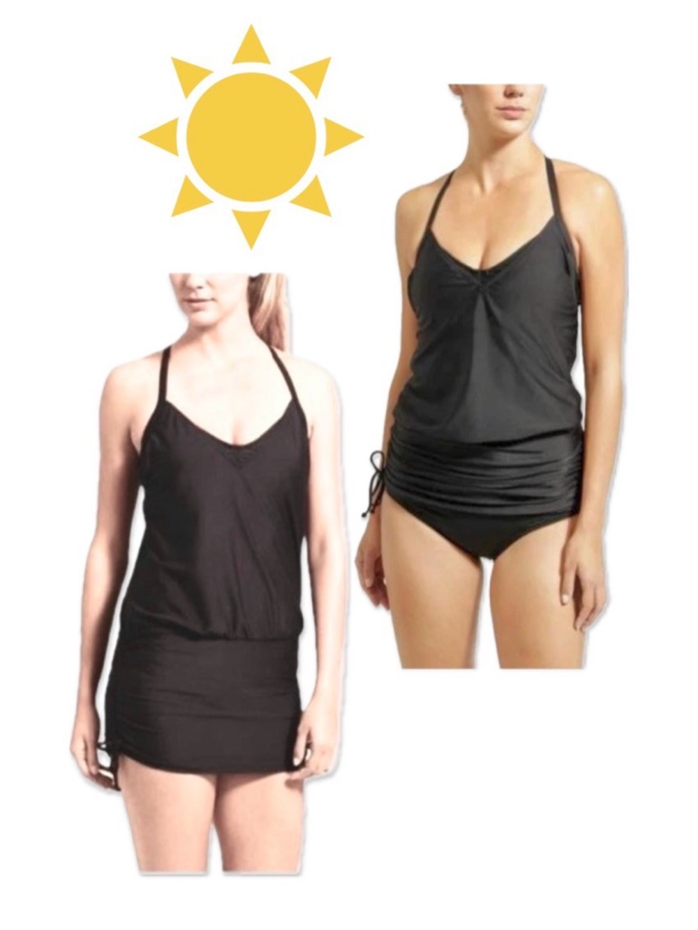 NWT [Athleta] Tankini Swim Top / Side Ruched Dress in Black Women’s 34B/C - Picture 2 of 12